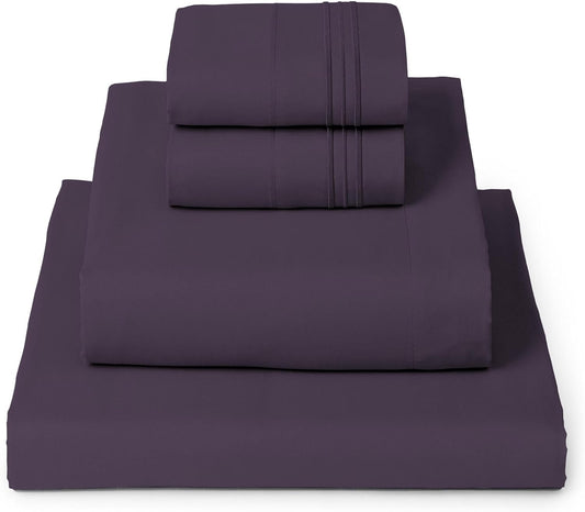 Mellanni Full Sheets Set - 4 PC Iconic Collection Bedding - Hotel Luxury, Extra Soft, Cooling Bed Sheets - Wrinkle, Fade, Stain Resistant (Full, Purple)