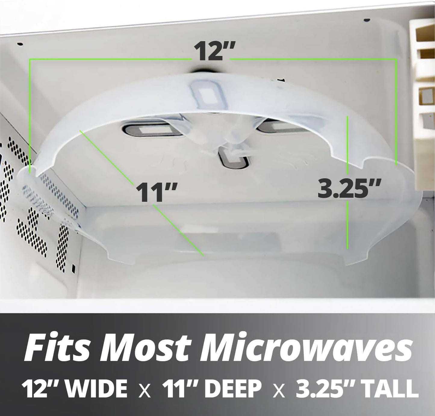 Magnetic Microwave Splatter Cover, Clear Microwave Cover for Food - Vented & Magnetic, 12-inch, Food Grade Plate Cover, BPA Free - Black