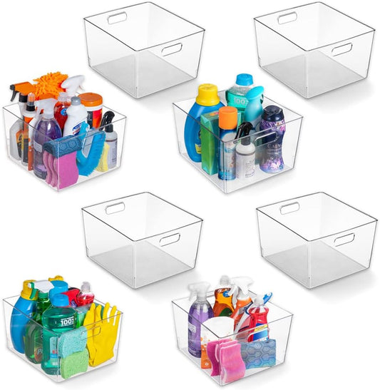 ClearSpace Clear Plastic Storage Bins – XL 8 Pack Perfect Kitchen or Pantry Organization Fridge Organizer and Storage Bins, Cabinet Organizers