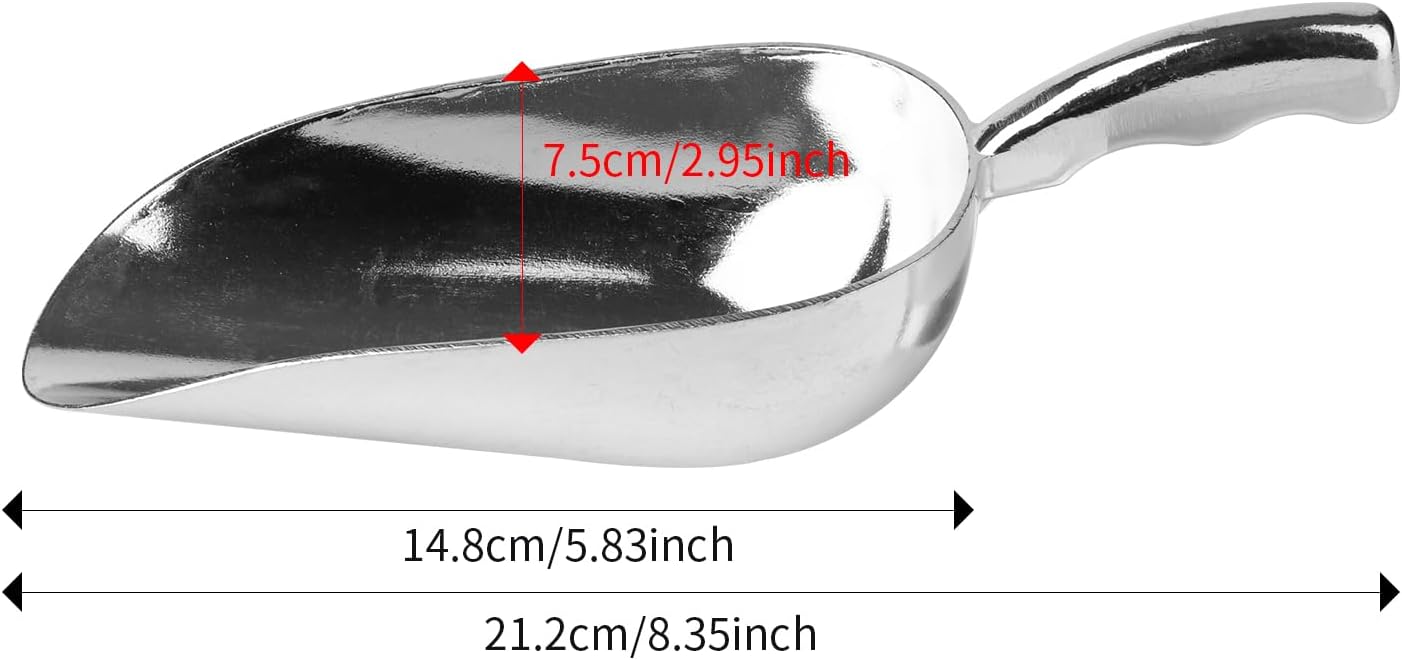 12 Oz Cast Aluminum Bar Ice Scoop Suitable for wedding, buffet (Silver-2pc)
