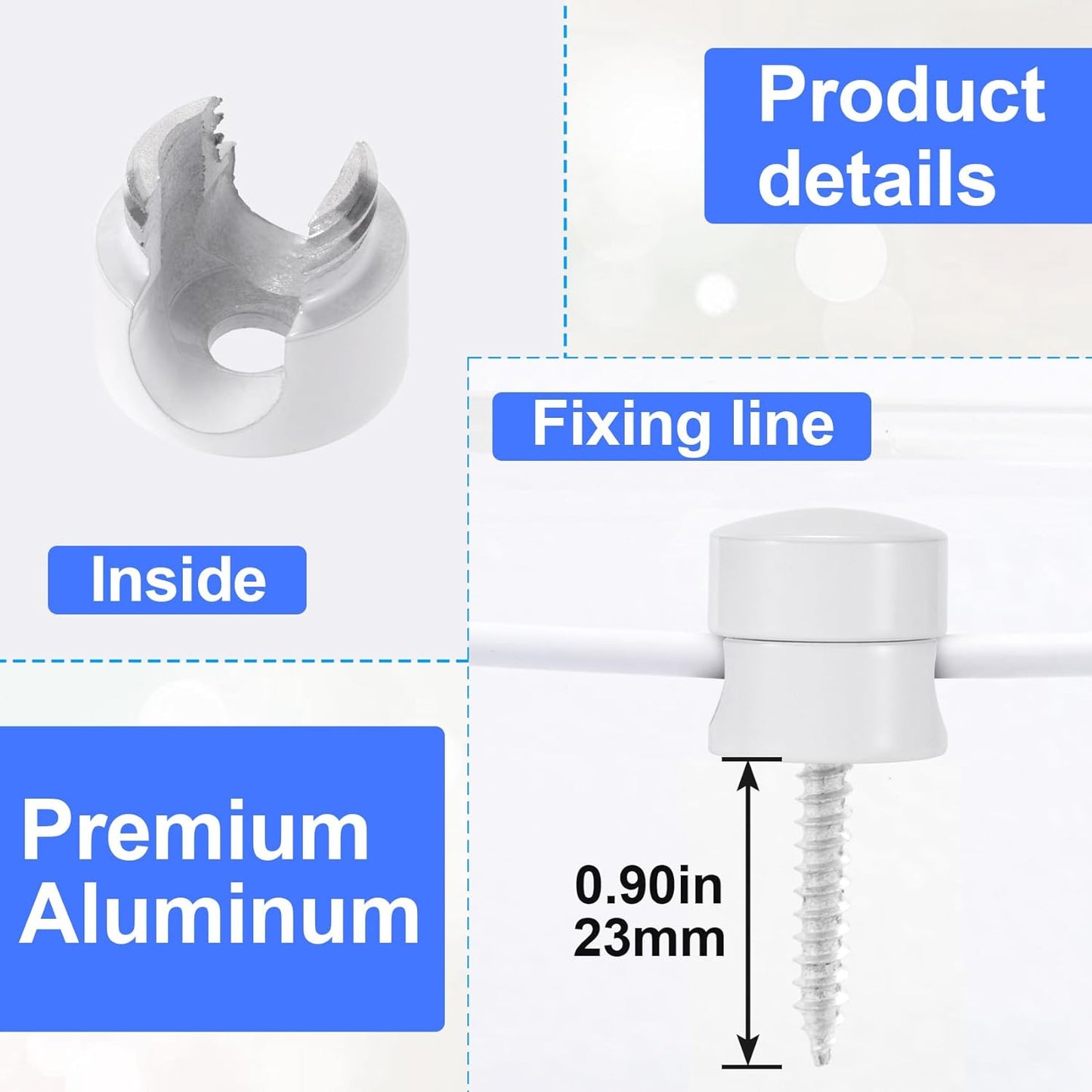 3 Sets Charger Holders for Cords, White Adjustable Cable Anchor Holders, Adhesive Metal Cord Clips, Cable Management Wire Organizers for Desk, Office, Nightstand