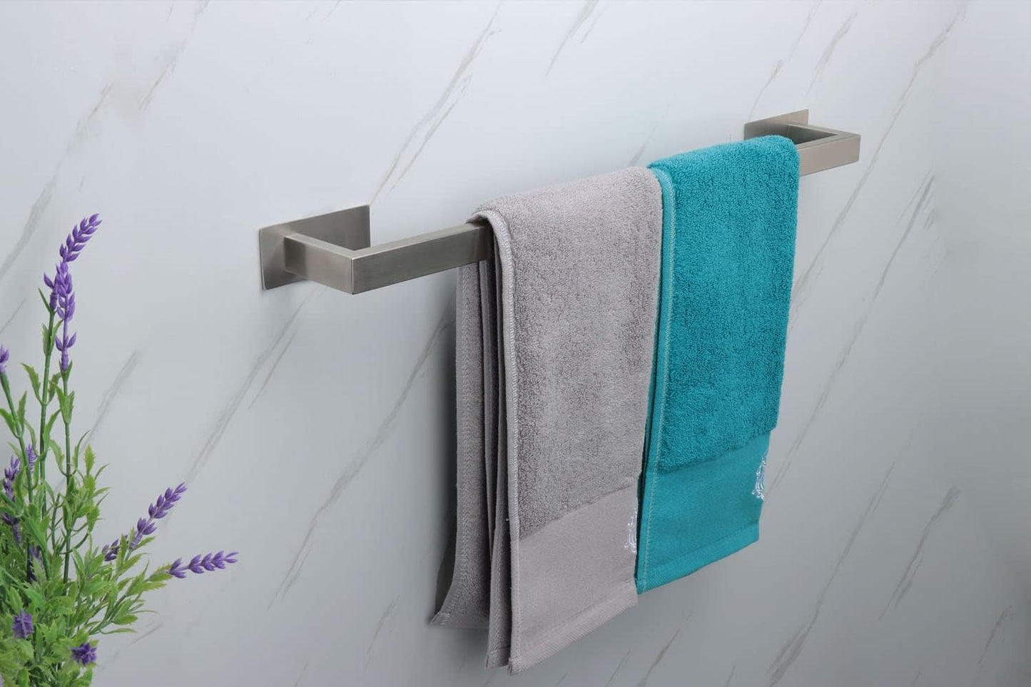Bathroom Towel Bar Self Adhesive, No Drilling Towel Rack Easy to Install, Hand Towel Holder Made of Premium Stainless Steel Sticky on Hand Towel Hanger for Kitchen, Toilet.(24IN, Brushed)