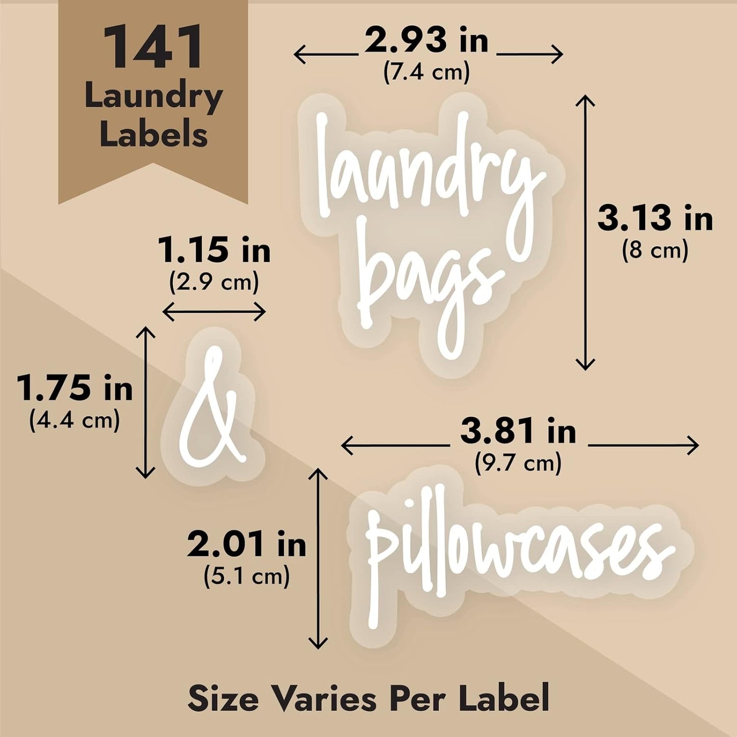 Talented Kitchen 141 Laundry Labels for Jars, Containers - Preprinted White Script Stickers for Linen Closet, Bathroom, Cleaning Supplies Organization, and Laundry Room (Water Resistant)