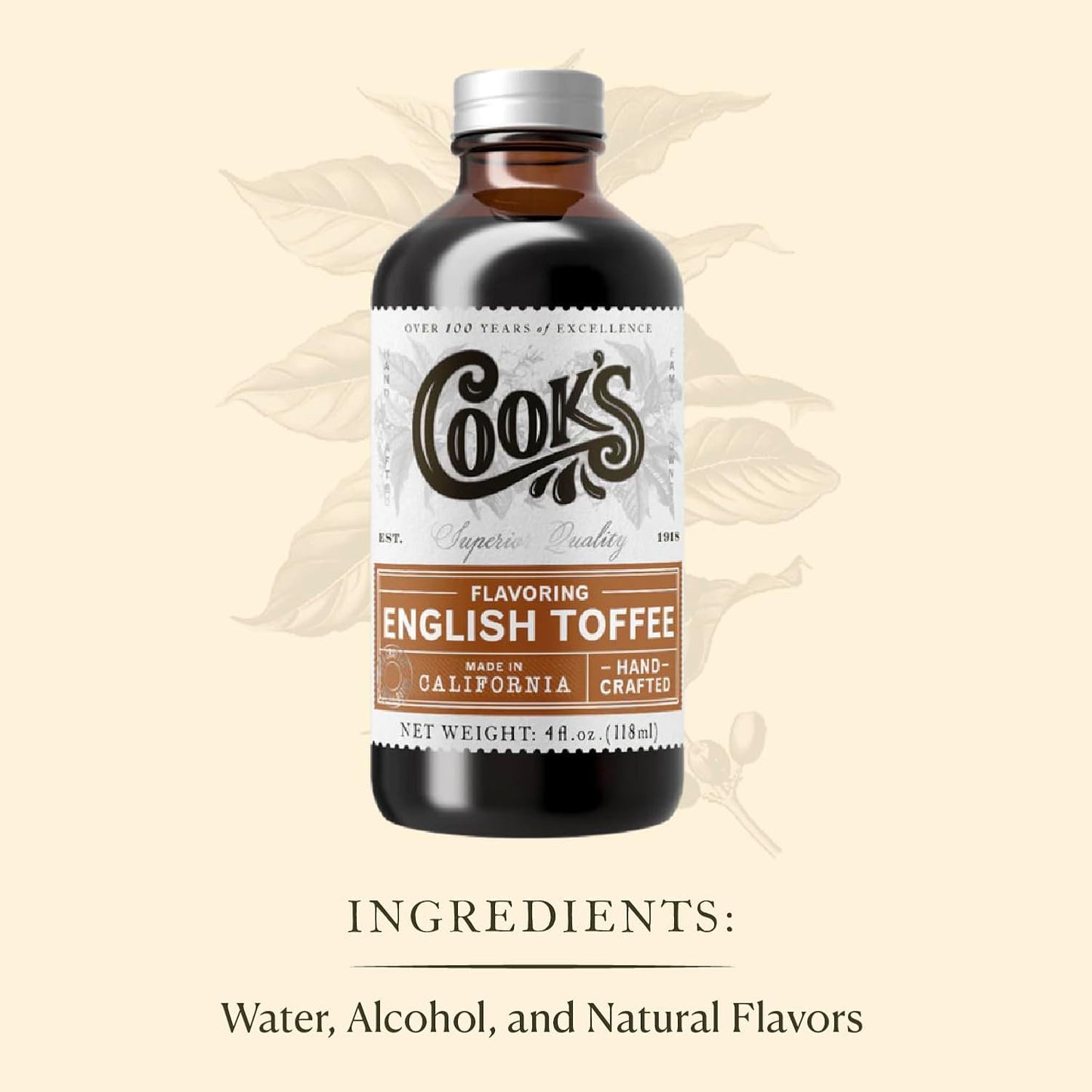 Cook's, English Toffee Flavoring for Baking, Icing, Cinnamon Rolls, Scones, 8 oz