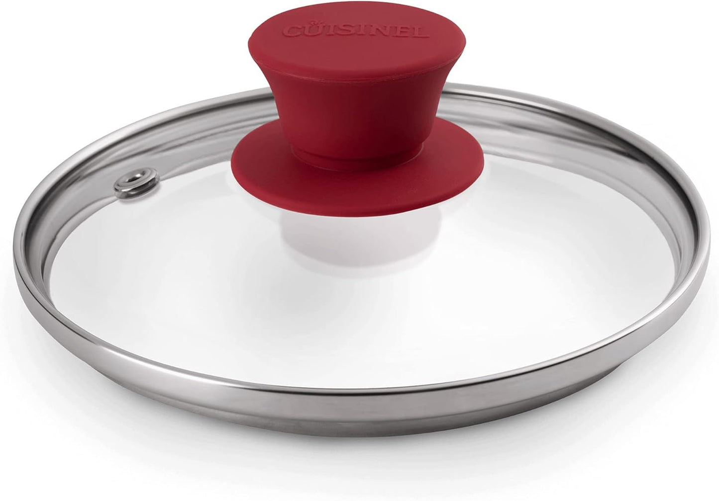 Cuisinel Glass Lid with Steam Vent Hole - 6"-Inch/15.24cm - Compatible with Lodge Cast Iron Skillet Pan - Fully Assembled Universal Replacement Cover - Tempered, Oven Safe - Reinforced Stainless Rim