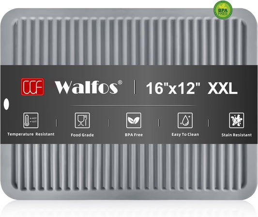 Walfos Large Silicone Trivet 16x12 Inch, Hot Pads for Kitchen, Heat Resistant Pot Holders Trivets for Hot Dishes, Hot Pots and Pans, Quartz Countertops, Gray