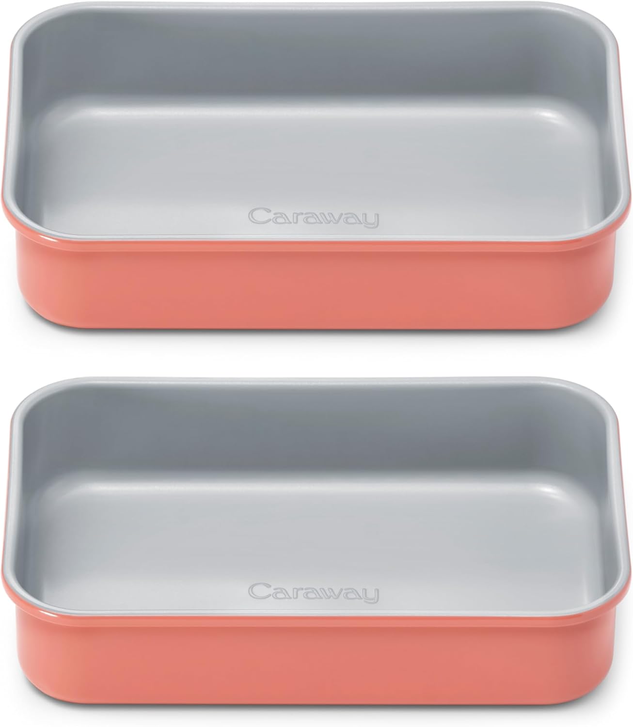 Caraway Nonstick 9” x 6.5” Small Rectangle Baking Pan Duo – Non-Toxic, PTFE & PFOA Free – Aluminized Steel Core – Deep Ceramic Baking Pan for Casseroles, Lasagna & More - Perracotta