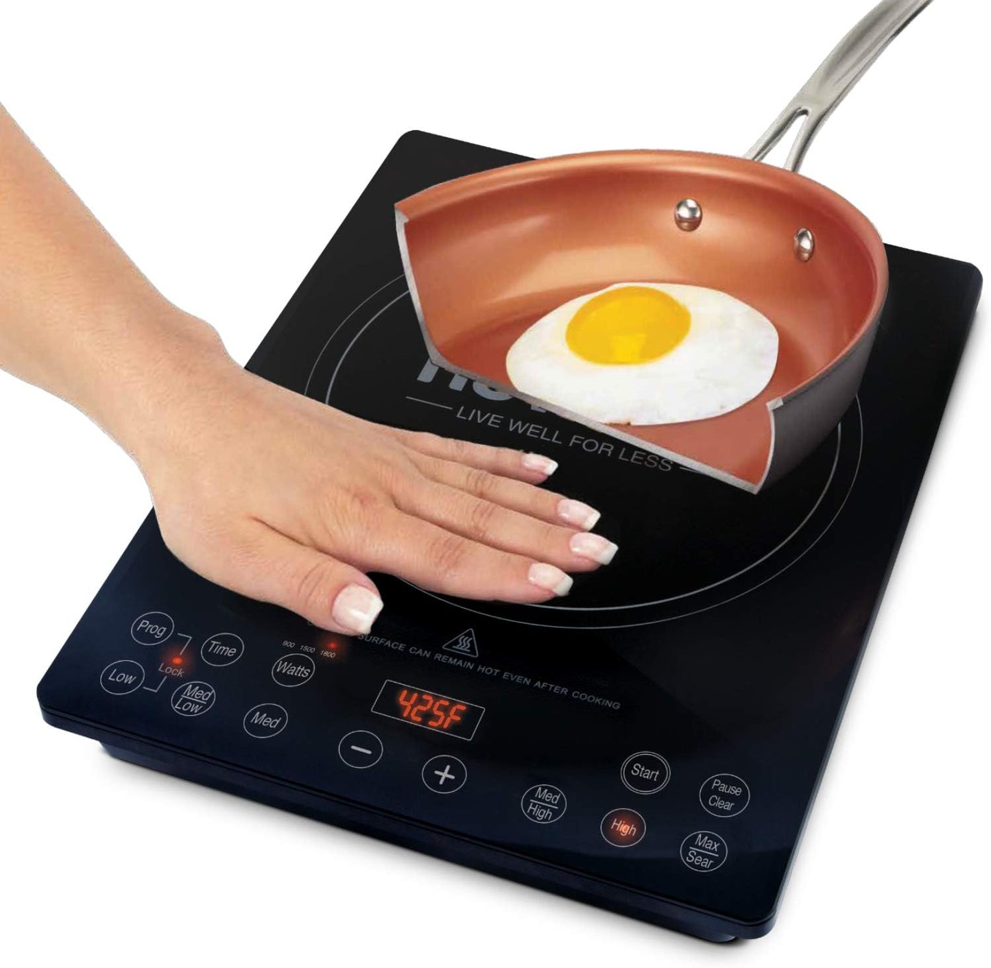 Nuwave Pro Chef Induction Cooktop, NSF-Certified, Commercial-Grade, Portable, Powerful 1800W, Large 8” Heating Coil, 94 Temp Settings 100°F - 575°F in 5°F, Shatter-Proof Ceramic Glass Surface