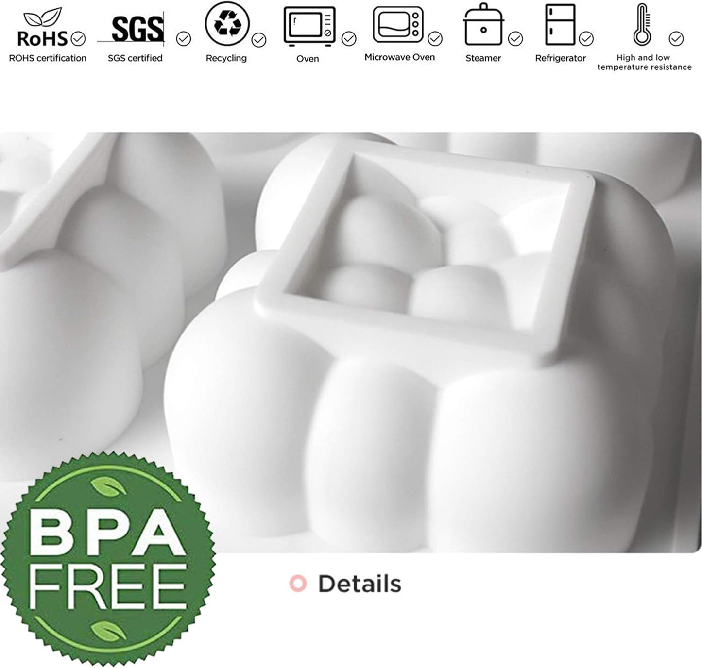 OCPO KITCHEN Cloud Silicone Mold for Baking Mousse Cake, Dessert, Pastry, Ice Cream, Pudding, Jelly, Cake Decoration Mold, Cloud Shape (6-Cavity)