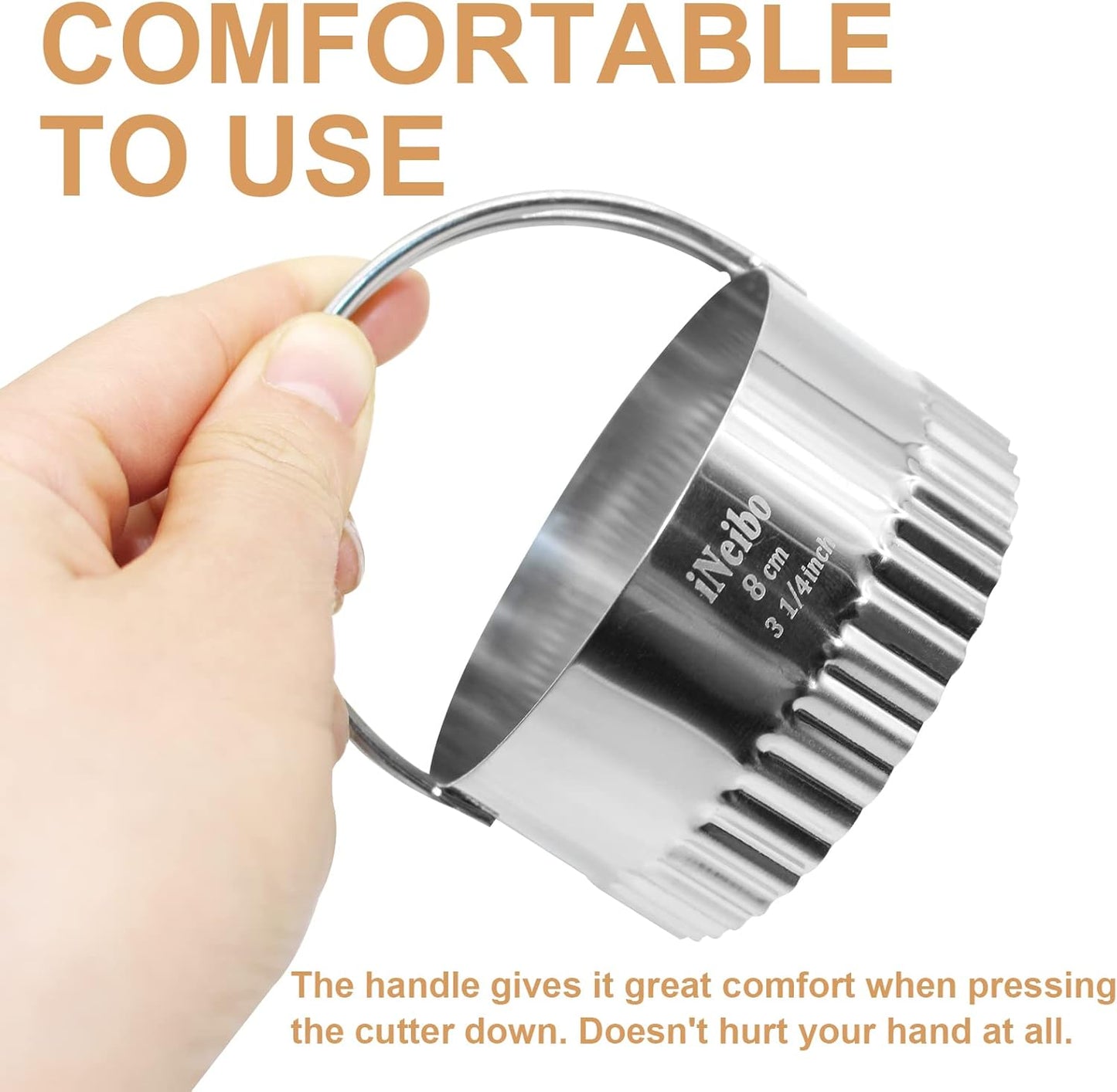 iNeibo Fluted Edge Biscuit Cutter Set - Round Circle Scone, Pastry, and Dough Cutters for Baking, Dumpling Skin, and Fondant