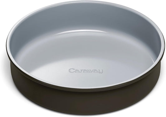 Caraway Non-Stick Ceramic 9” Circle Pan - Naturally Slick Ceramic Coating - Non-Toxic, PTFE & PFOA Free - Perfect for Birthday Cakes, Tartes, & More - Black