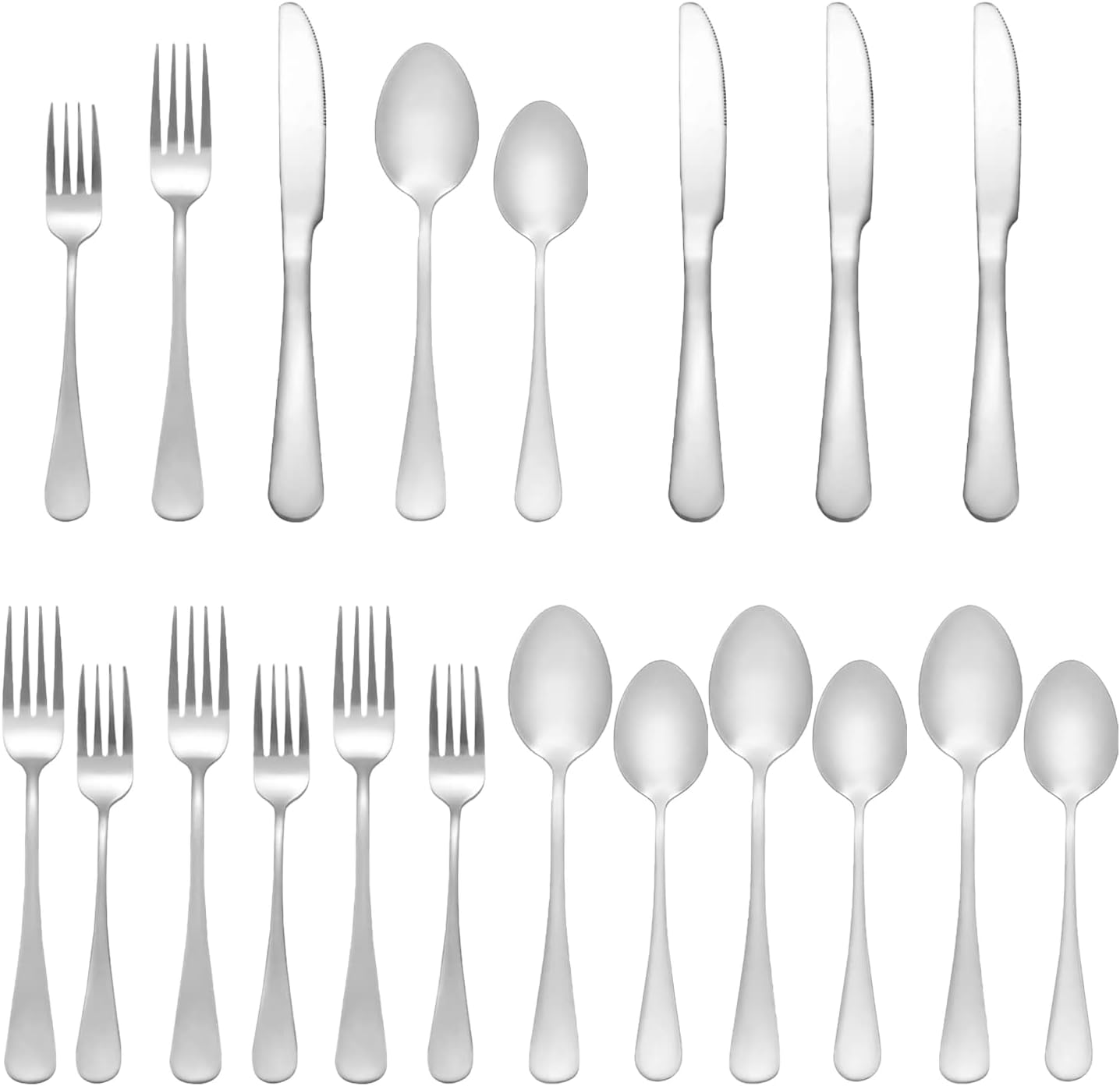 Silverware Set 20 Piece Stainless Steel Flatware Set Silverware Utensils for 4 People Includes Forks Knives Spoons & Salad Forks Dishwasher Safe Durable Tableware for Home Restaurant or Outdoor Use