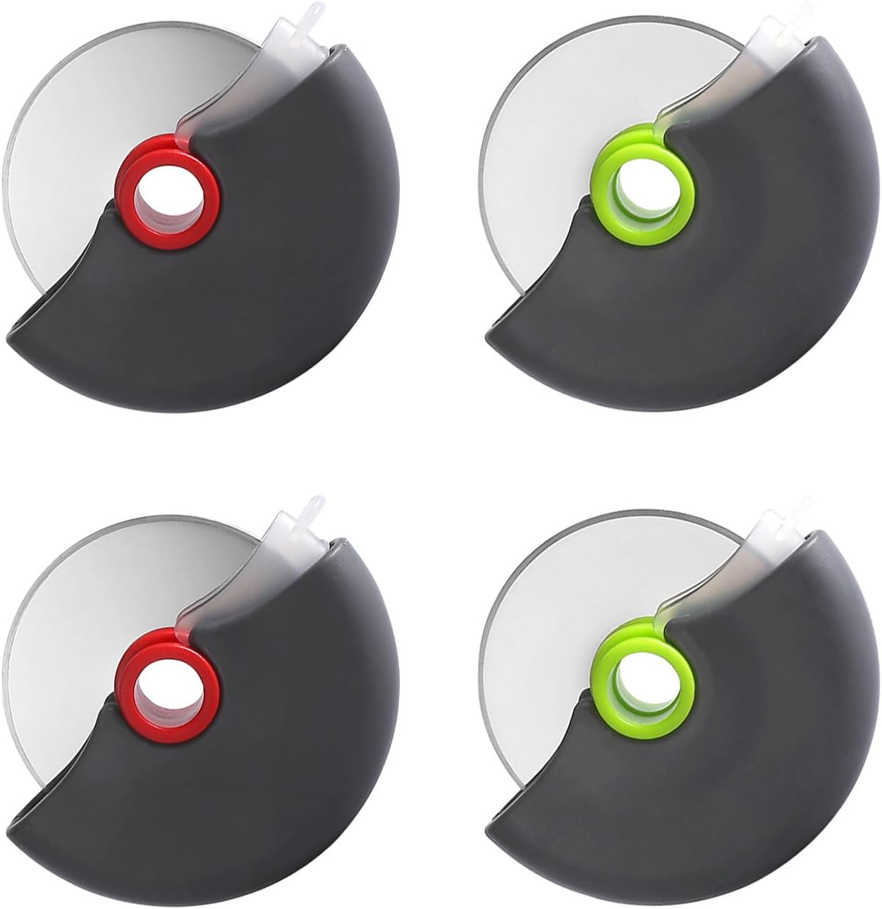 Pizza Cutter Wheel with Protective Blade Cover, 4Pcs Ergonomic Pizza Slicer, Classic Pizza Wheel for Cutting Through Crusts, Pies and More, Dishwasher Safe, Stainless Steel Pizza Cutter