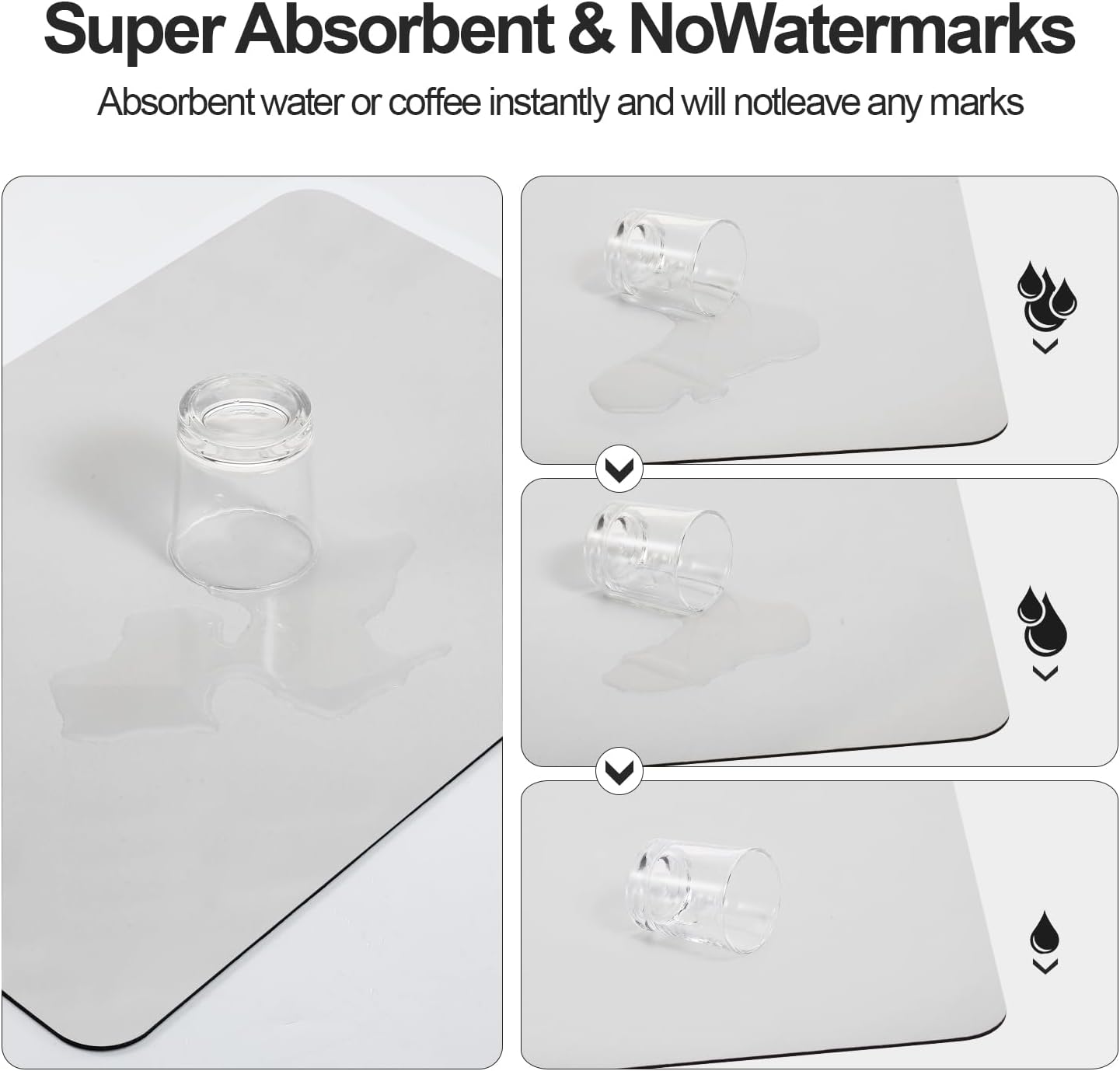 Dish Drying Mat for Kitchen Counter | Coffee Bar Mat for Countertops | Heat Resistant Drainer Mat with Non-slip Rubber Backed | Hide Stain Kitchen Absorbent Draining Mat | Light Grey 18"x28"