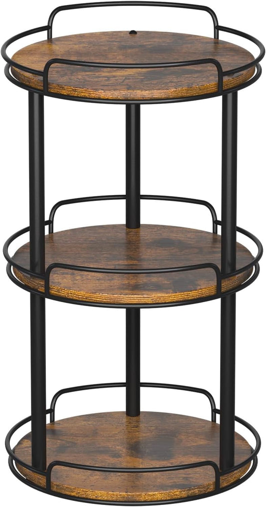 LAMU 10.2'' Wood Lazy Susan Turntable Organizer for Cabinet, 3 Tier Lazy Susan Spice Rack Organizer for Kitchen, Table Top, Countertop, Pantry, Bathroom