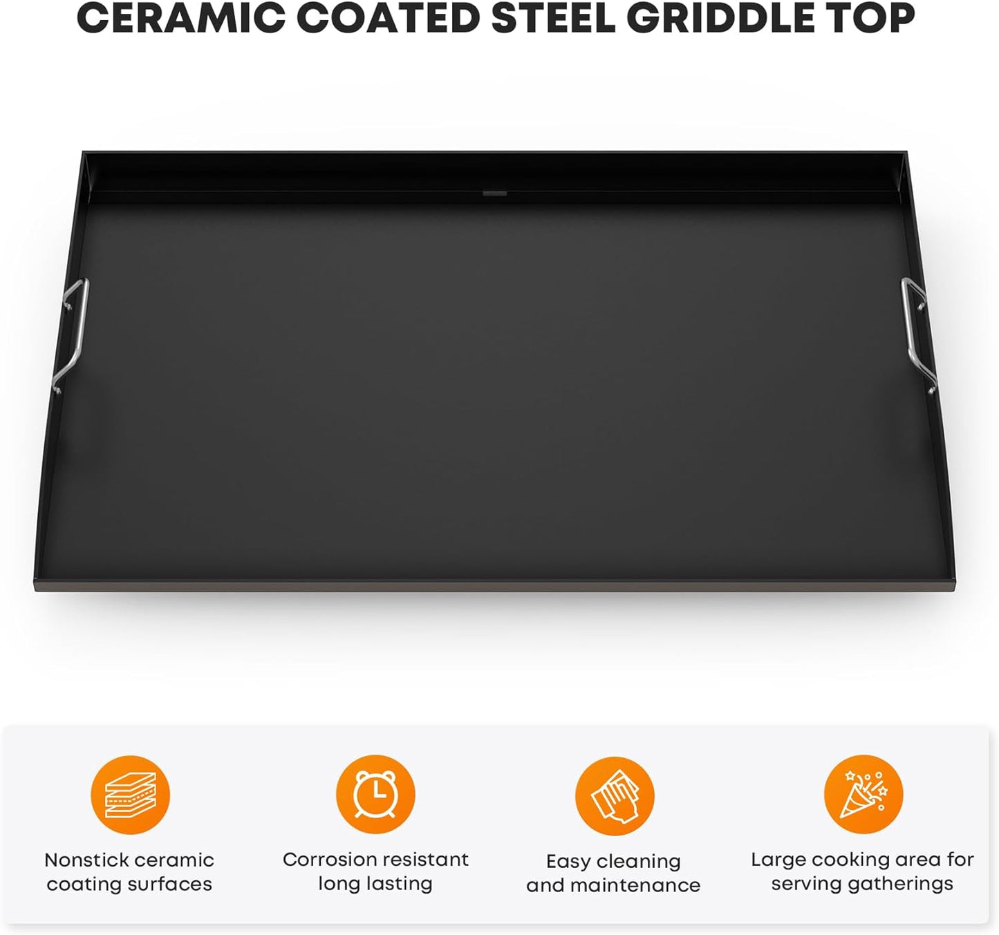 Stanbroil 36 Inch Flat Top Griddle Replacement Top for Blackstone 36" 4-Burner Gas Grill Cooking Station, Ceramic Coated Steel Griddle Top Replacement with Rear Grease System, Black