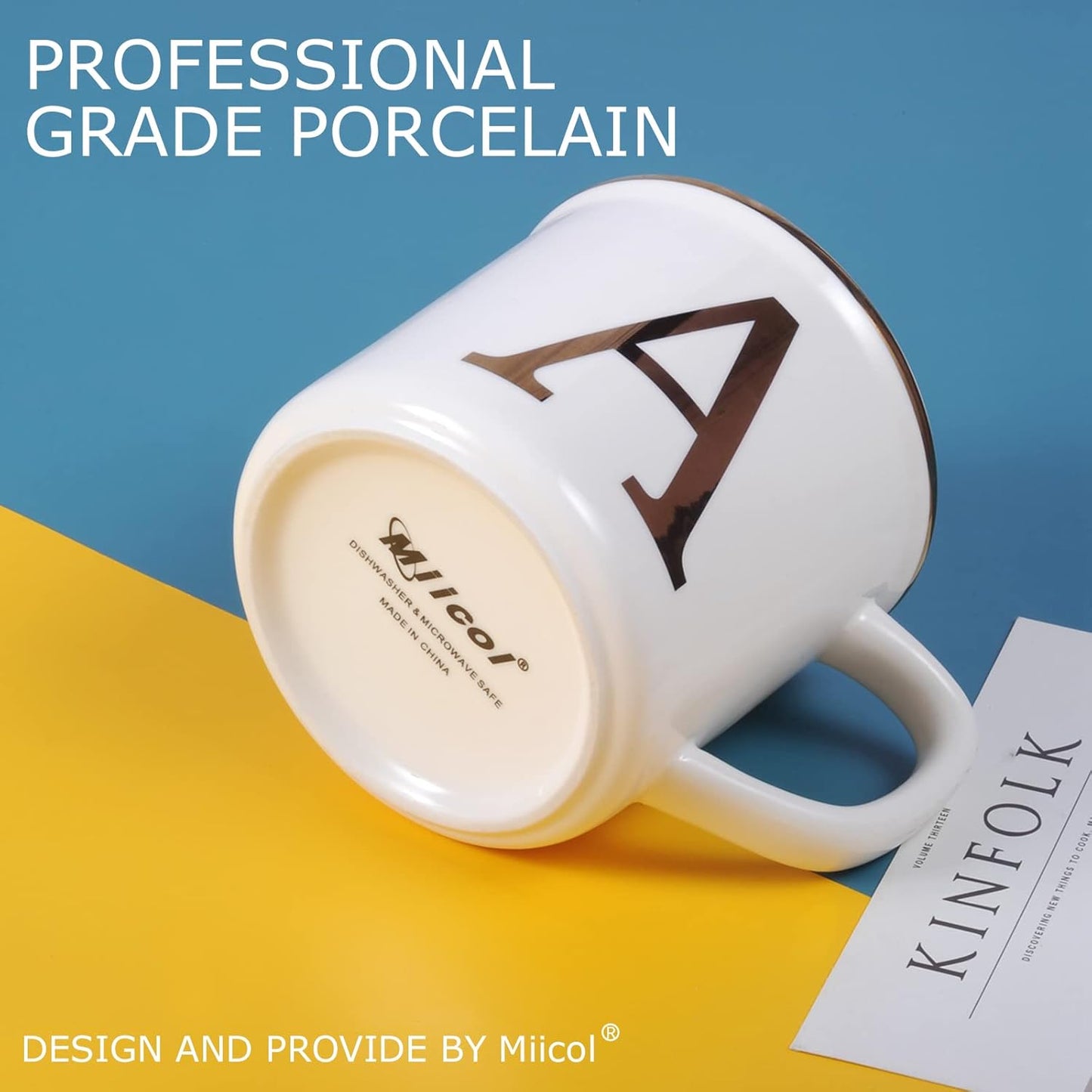 Miicol Ceramic Coffee Mug 16 oz, Monogram Coffee Cup, Golden Initial Tea Mug, Personalized Tea Cup, Unique Gift, Large Mug for Home, Office, Letter A