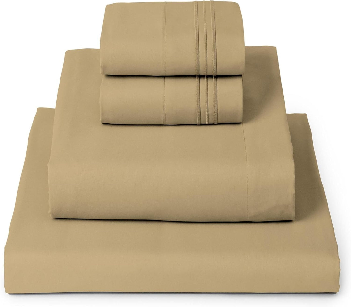Mellanni California King Sheets Set - 4 PC Iconic Collection Bedding - Hotel Luxury, Extra Soft, Cooling Bed Sheets - Wrinkle, Fade, Stain Resistant (Cal King, Gold)