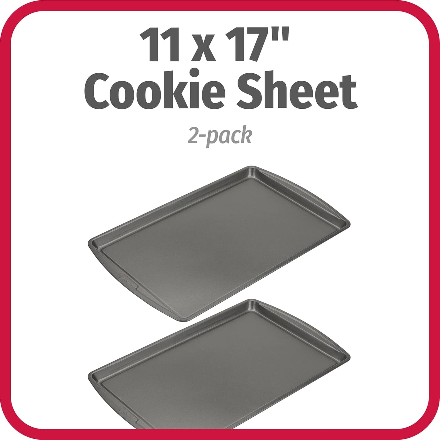 GoodCook AirPerfect Non-Stick 17” X 11" Cookie Sheet Set , Homemade, Frozen & Leftover Slices, Set of 2