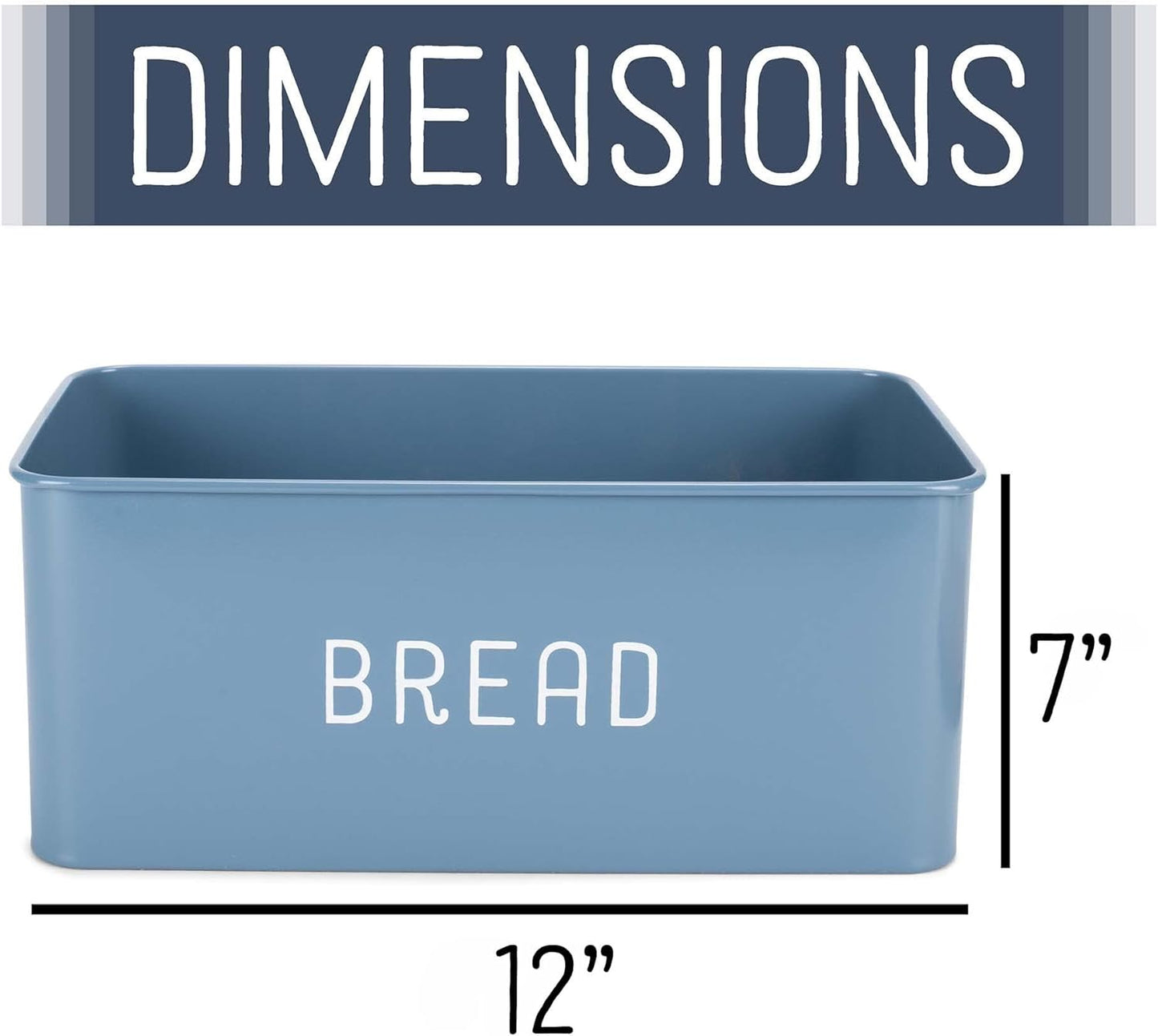Nat & Jules Matte Blue 12 x 7 Metal Enamel Rubber Wood Lidded Bread Box