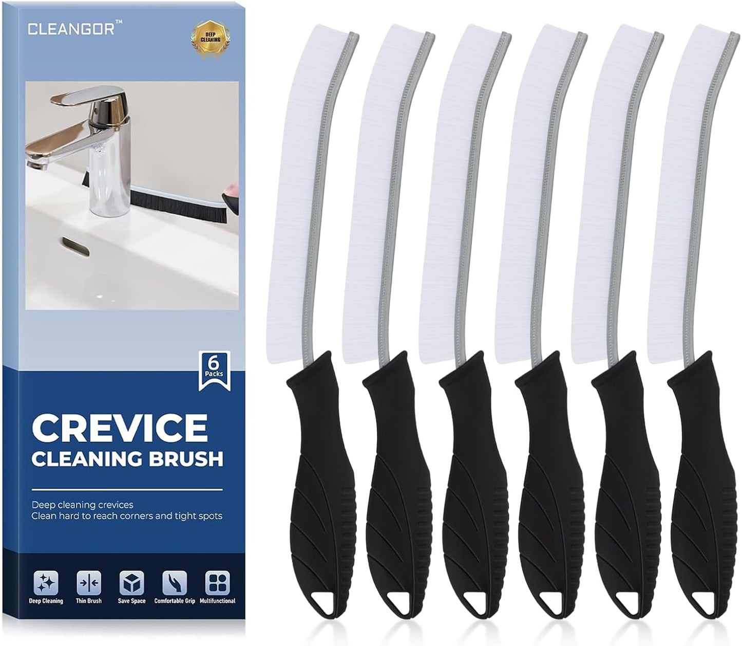 Crevice Cleaning Brushes, Cleaner Scrub Brush Tool for Hard to Reach Tight Space, Home Essentials, Cleaning Supplies for Shower, Bathroom, Kitchen, Toilet, Window