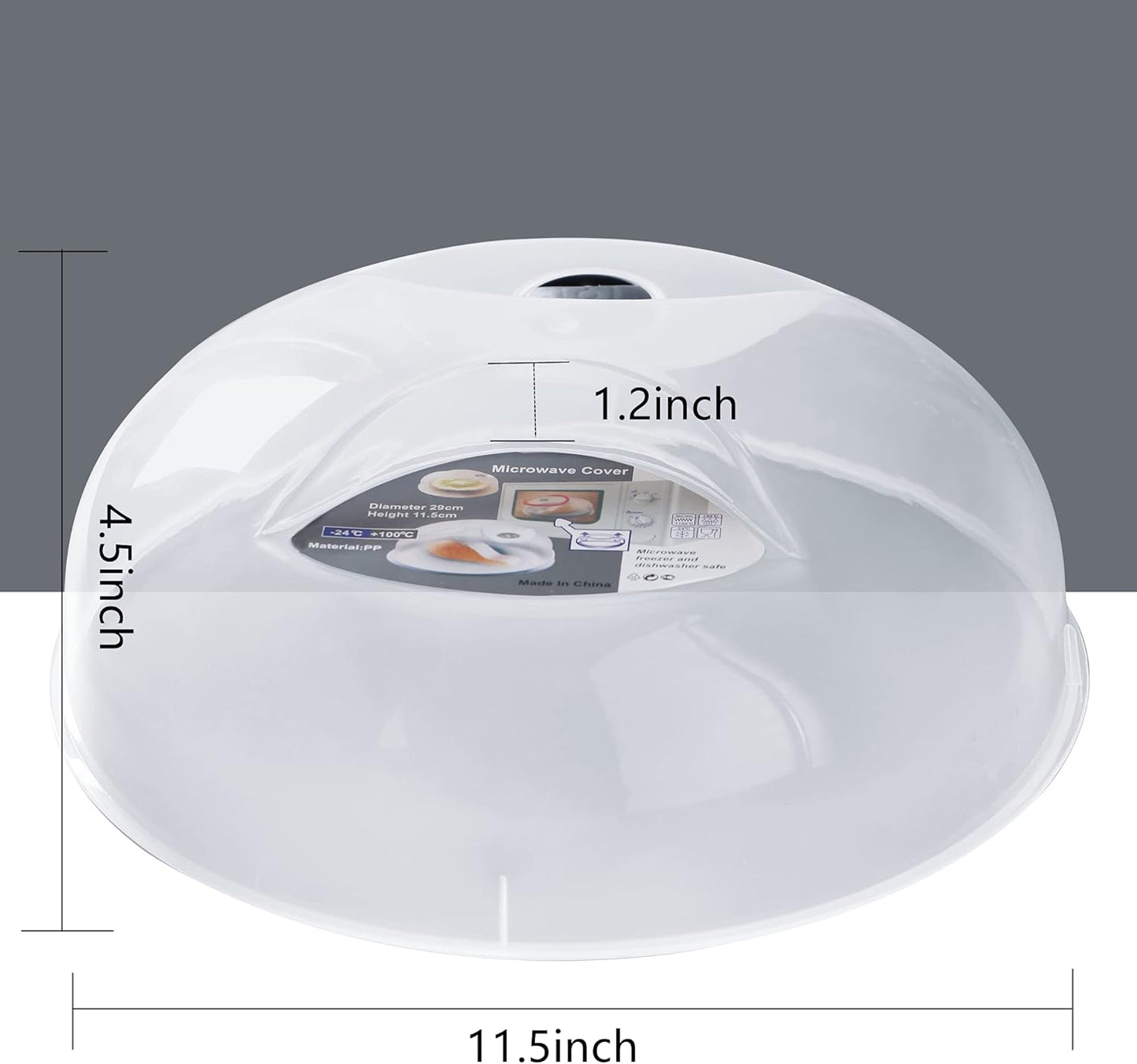 Microwave Cover for Food, Large Microwave Plate Cover Guard Lid with Steam Vents Keeps Microwave Oven Clean, 11.5 Inch BPA Free & Dishwasher Safe-2PCS Grey
