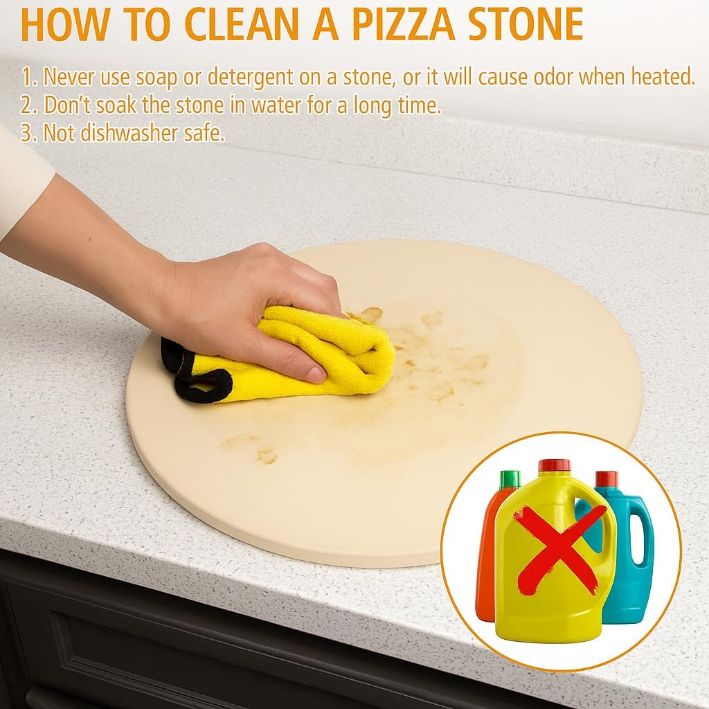 Large Pizza Stone Round 14", Heavy Duty Cooking Stone for Grill, Baking Pizza Stone for bread, Ideal for Grilling Baking Several Sizes of Pizzas