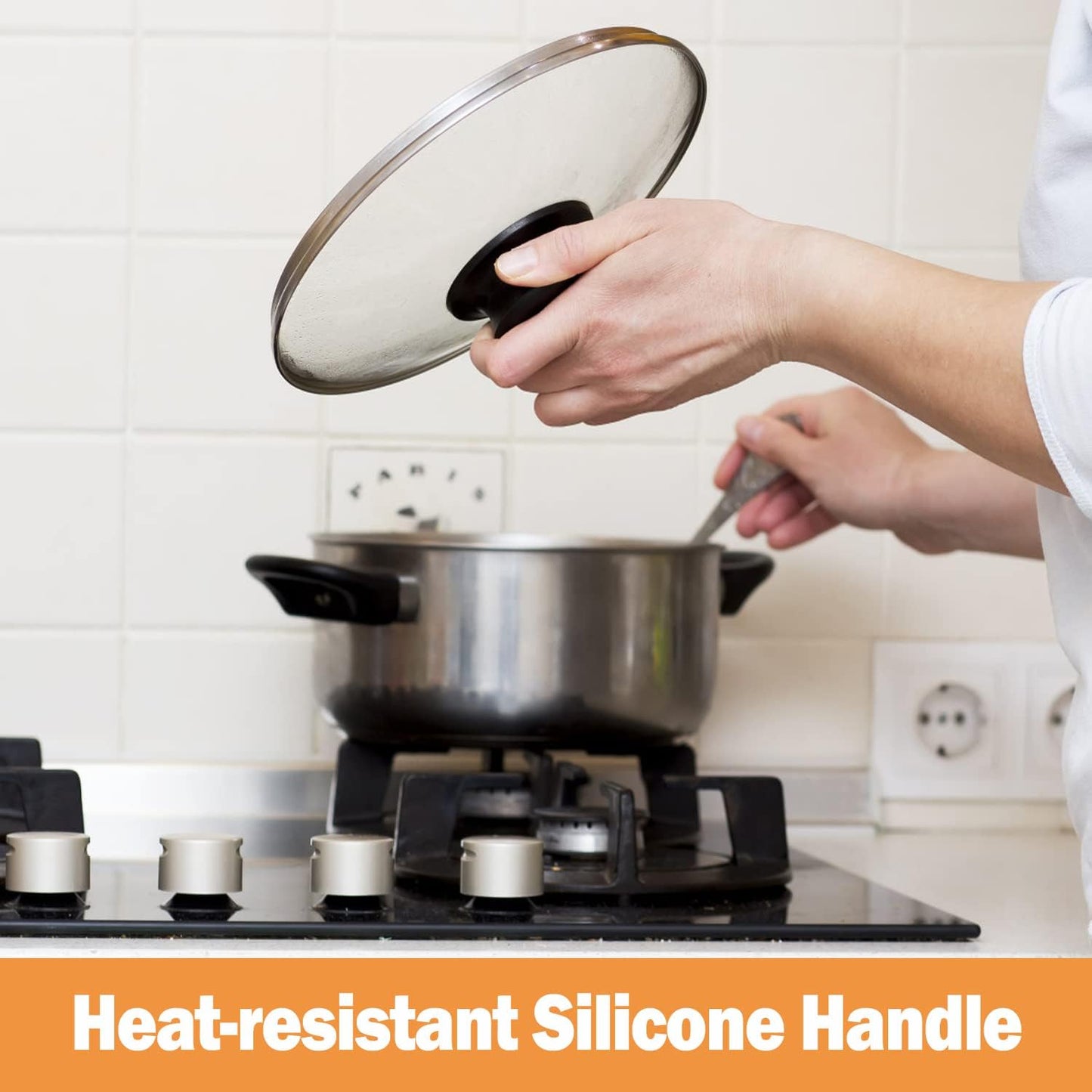 Wadaza Pan Lid 9.5 Inch - Tempered Glass Pot Lid - Oven Safe Replacement Glass Lid for Frying Pan Wok Pot Skillet