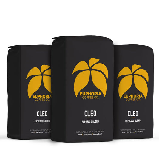 EUPHORIA COFFEE CO. Cleo Whole Bean Coffee - Espresso Blend | 12oz Bag (3 Pack)