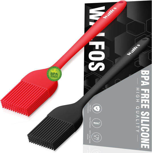 Walfos Silicone Basting Pastry Brush, Heat Resistant Small Basting Brush Set, Strong Steel Core and One-Pieces Design, Perfect for BBQ Kitchen Cooking, Desserts, BPA Free, 2 Pcs