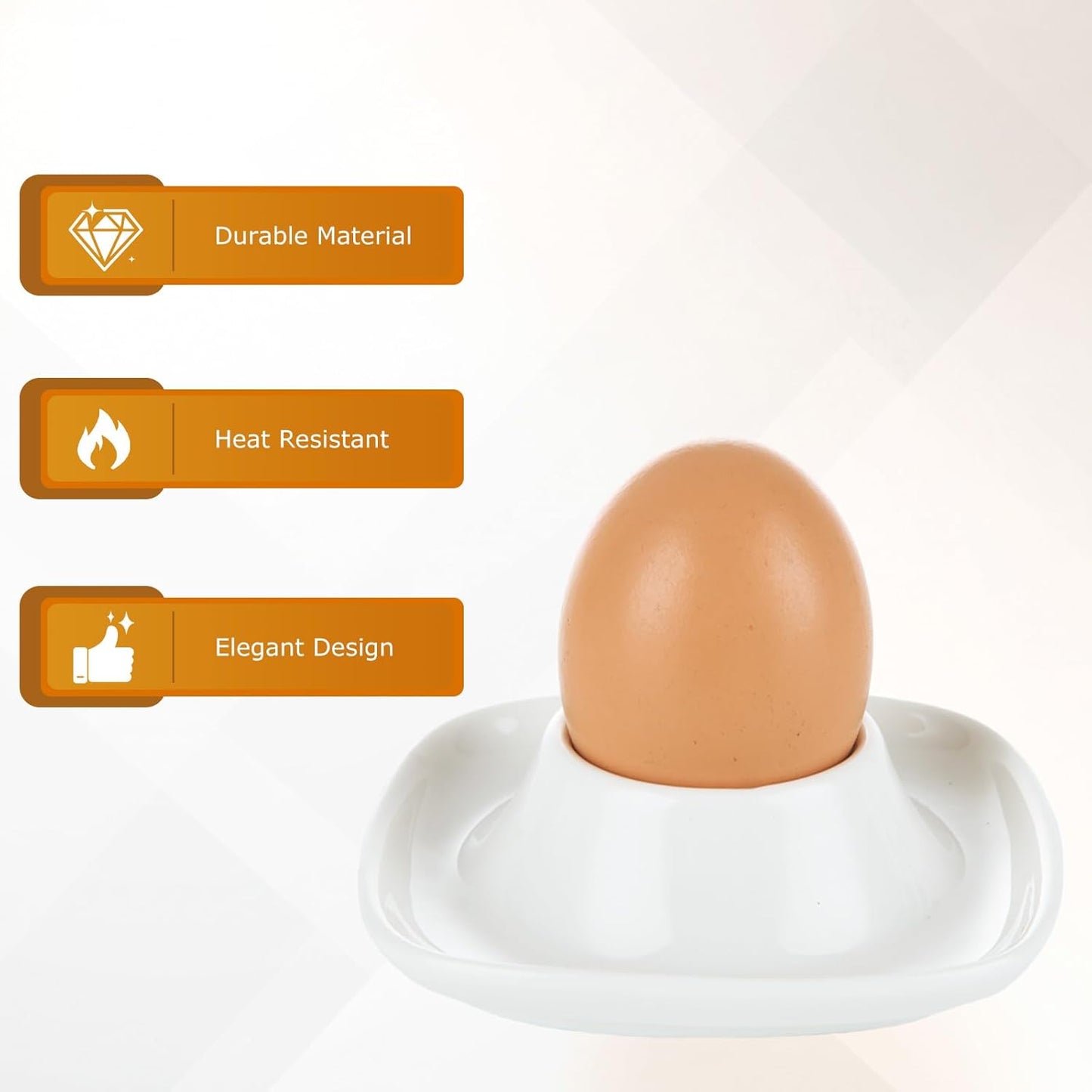 8PCS Ceramics Egg Holder, Stackable Egg Cups for Soft Boiled Eggs, White Egg Cups Porcelain Egg Dish with Base for Hard and Soft Eggs