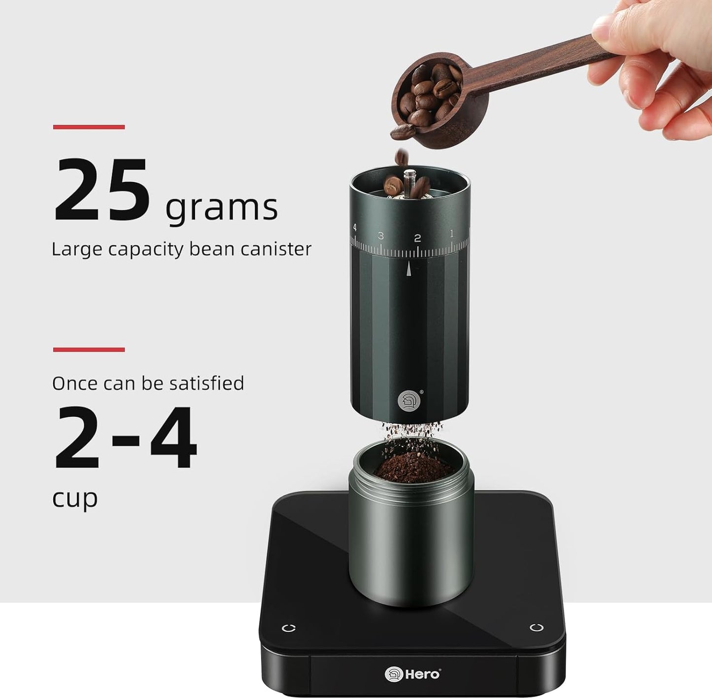 Manual Coffee Grinder, Z5 Hand Coffee Grinder with 25g Capacity External Adjustable Knob, Manual and Electric Dual Mode grinder, Espresso, Mocha, Pour-over, French Press Green