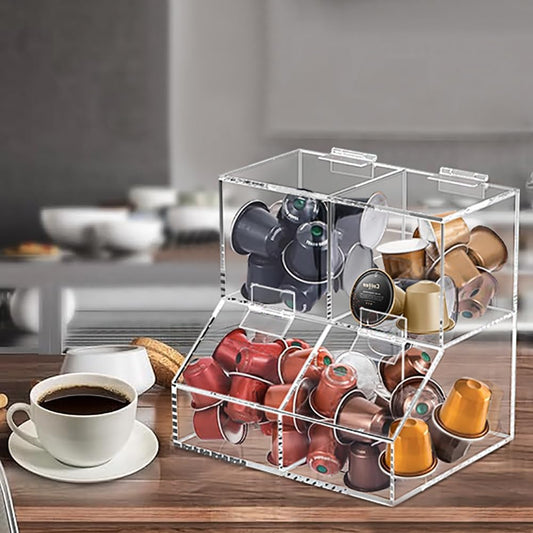 8611 Clear Countertop Storage for Coffee Capsules, Acrylic Holder Organizer, Coffee Filter Holder, Pods Holder for Counter