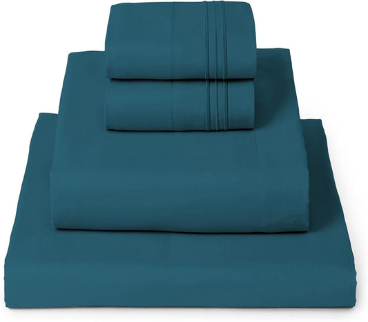 Mellanni California King Sheets Set - 4 PC Iconic Collection Bedding - Hotel Luxury, Extra Soft, Cooling Bed Sheets - Wrinkle, Fade, Stain Resistant (Cal King, Teal)