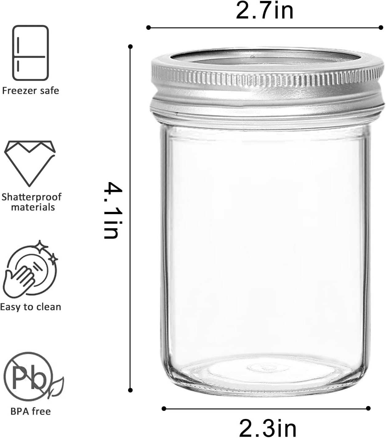 VERONES Mason Jars 8 OZ, 8 OZ Canning Jars Jelly Jars With Regular Lids, Ideal for Jam, Honey, Wedding Favors, Shower Favors