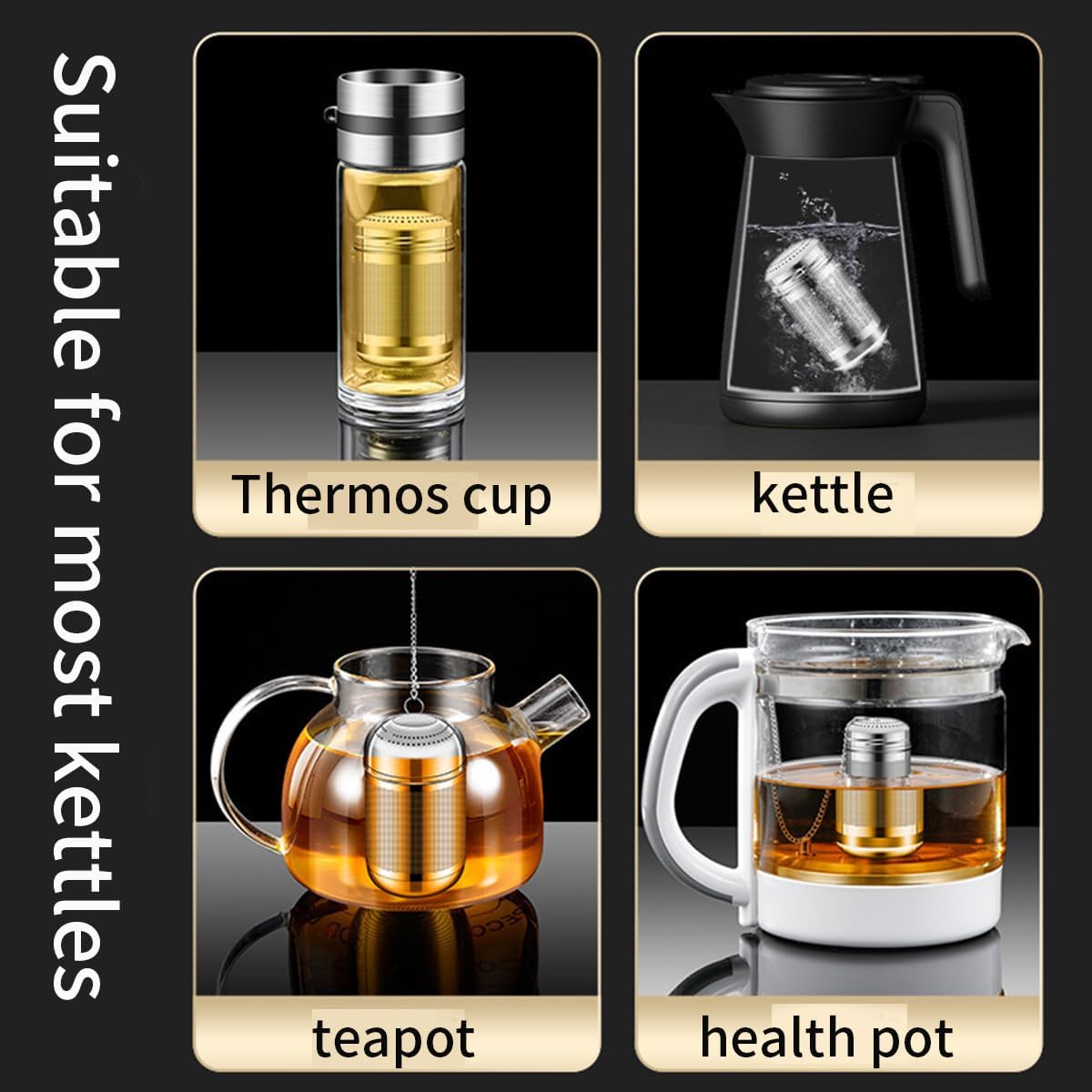 2pcs Tea Infuser, 304 Stainless Steel Tea Strainers for Loose Tea, Loose Leaf Tea Steeper, Fine Mesh Tea Ball holder with Chain Hook and Lid, Reusable Tea Filter Bags Diffusers