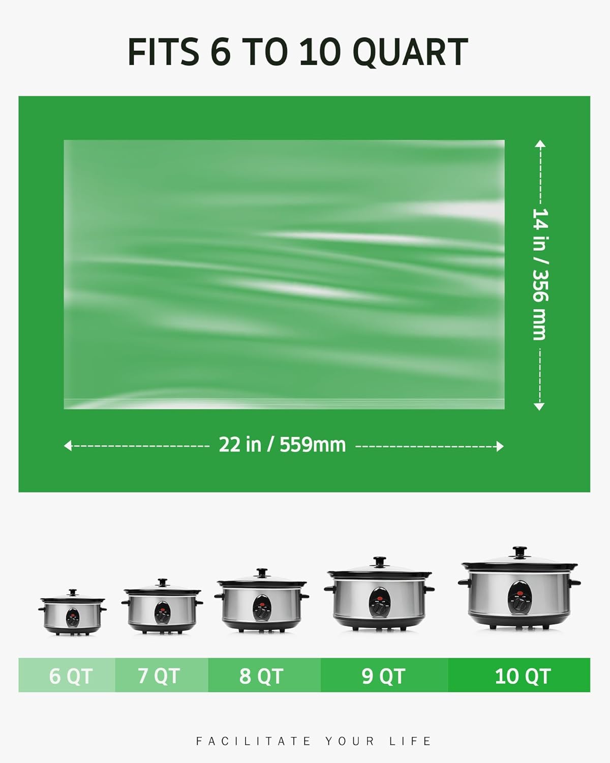 Syntus Slow Cooker Liners, 30 Count Cooking Bags Extra Large Size Disposable Pot Liners Plastic Bags, Fit 6QT to 10QT for Slow Cooker Cooking Trays, 14"x 22", 30 Liners