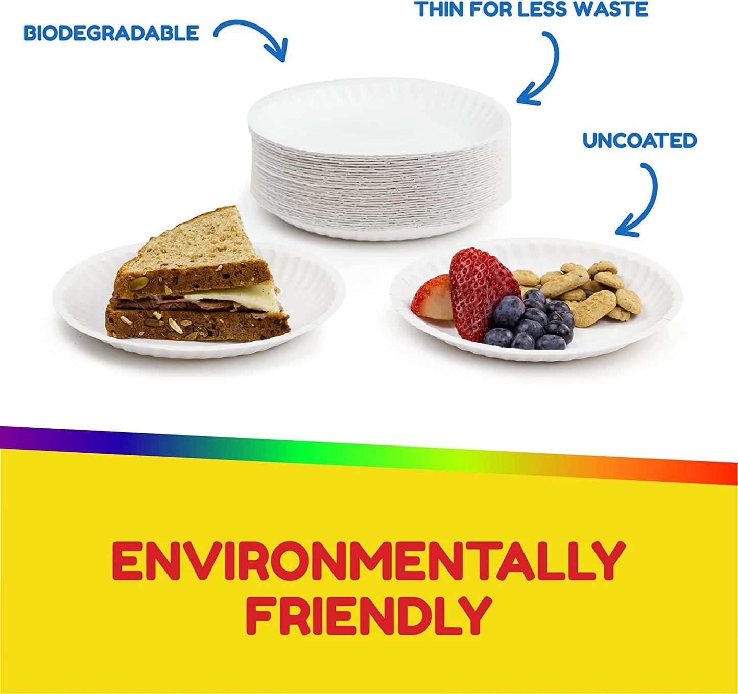 Hygloss Products Paper Plates - ‎Uncoated White Plate - Use for Foodware, Events, Activities, Crafts Projects and More - Environmentally Friendly - Recyclable and Disposable - 9-Inches - 500 Pack