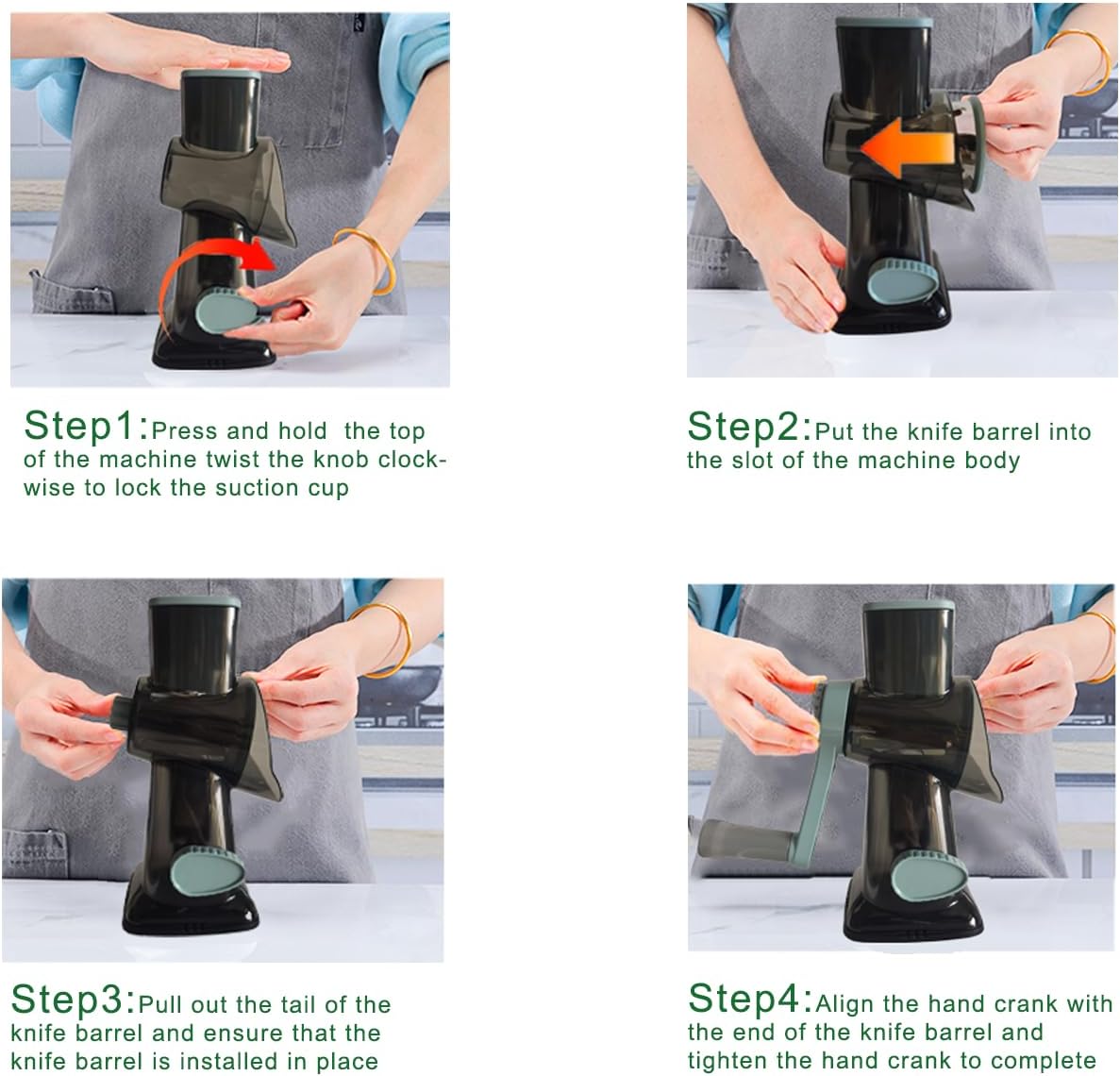 Rotary Cheese Grater, FOVXYVO Cheese Shredder with Strong Suction Base,Cheese Grater with Hand Crank for Kitchen for Cheese,Vegetables,Nuts,Chocolate,3 Changeable Blades