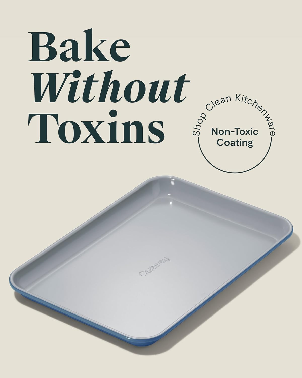 Caraway Nonstick Ceramic Small Baking Sheet Duo (9x13”) – Non-Toxic, PTFE & PFOA Free – Oven Safe – Aluminized Steel Core – Mini Sheet Pan for Baking, Roasting & More - Slate