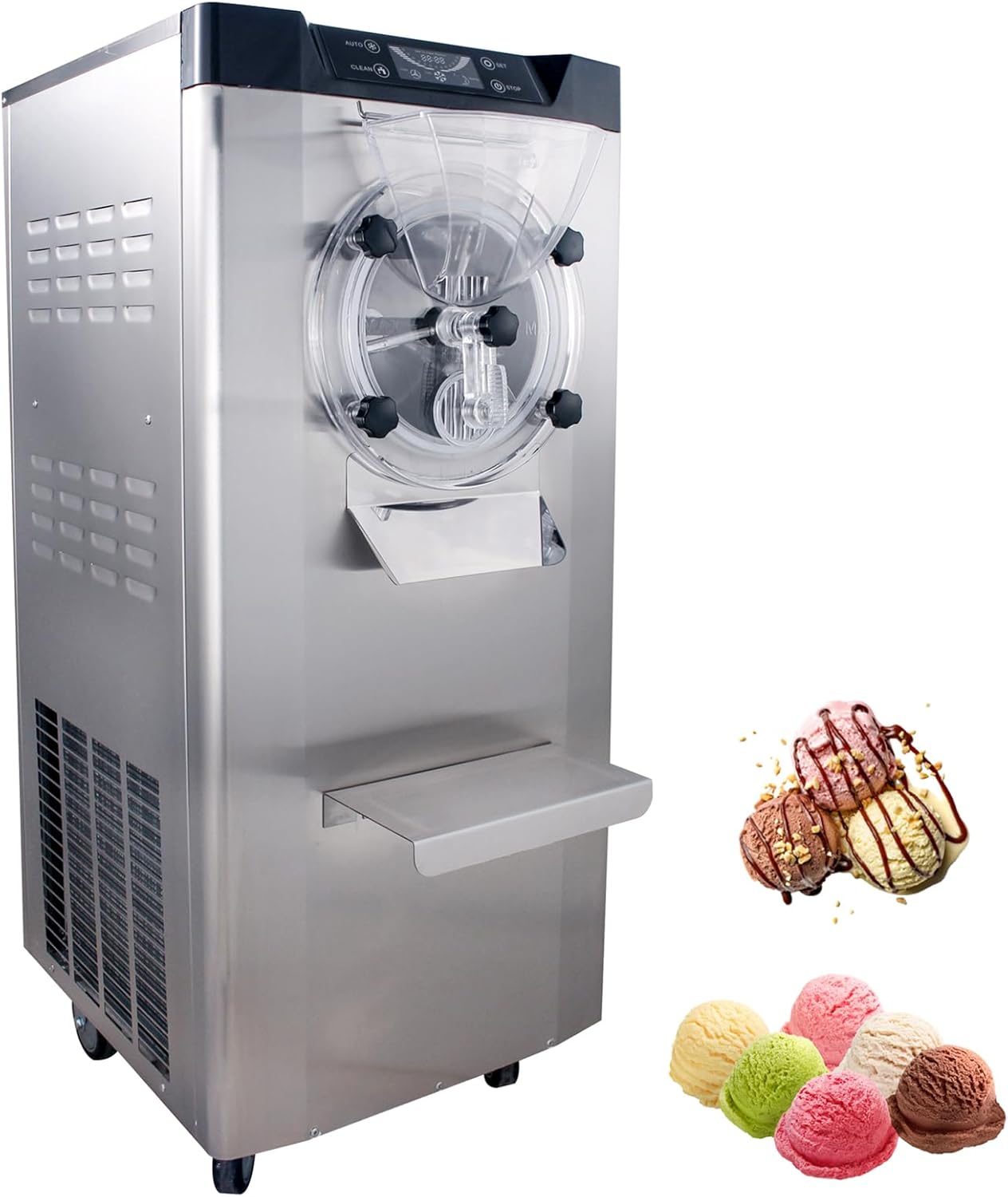 Ice Cream Maker Commercial Machine 18-24L/H, 6.3Gph Capacity Suitable for Restaurant/Bar/Home, 2000W High Hard Ice Cream Machine with LED Display, (116V 60Hz)