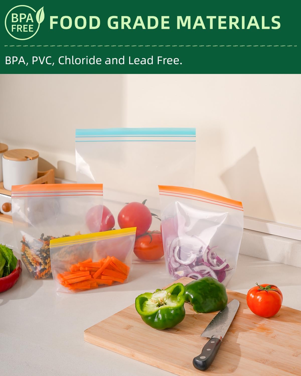 Lerine 22 Pack Reusable Sandwich Bags Dishwasher Microwave Safe, Stand Up Reusable Bags BPA Free, Leakproof Food Storage Quart Bags for Cereal, Lunch, Vegetables, Fruits