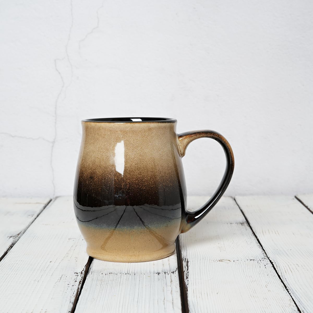 Bosmarlin Extra Large Ceramic Coffee Mug, 25 Oz, Dishwasher and Microwave Safe, Oversized Big Tea Cup for Office and Home, Reactive Glaze (Walnut)