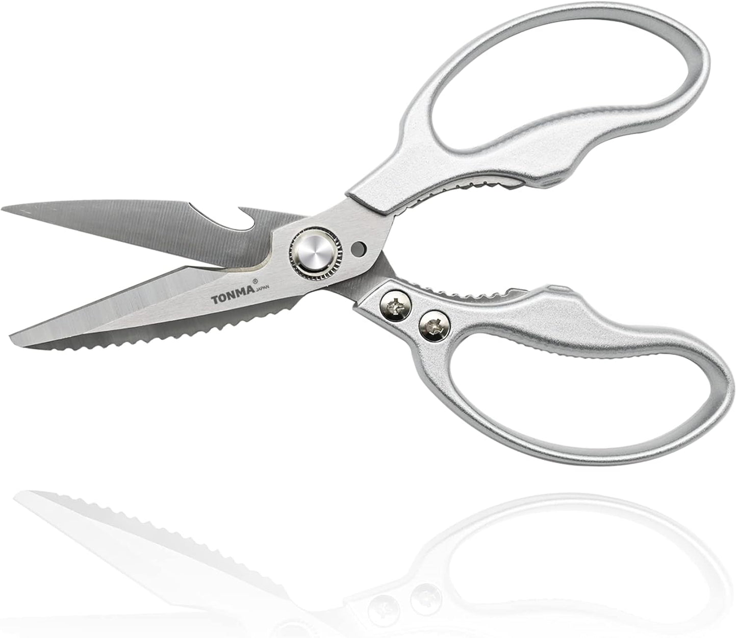 TONMA Kitchen Shears Heavy Duty [Made in Japan] Multipurpose Stainless Steel Poultry Shears, Japanese Kitchen Scissors Sharp Non-Slip Cooking Scissors for Chicken, Fish, Food, Herbs