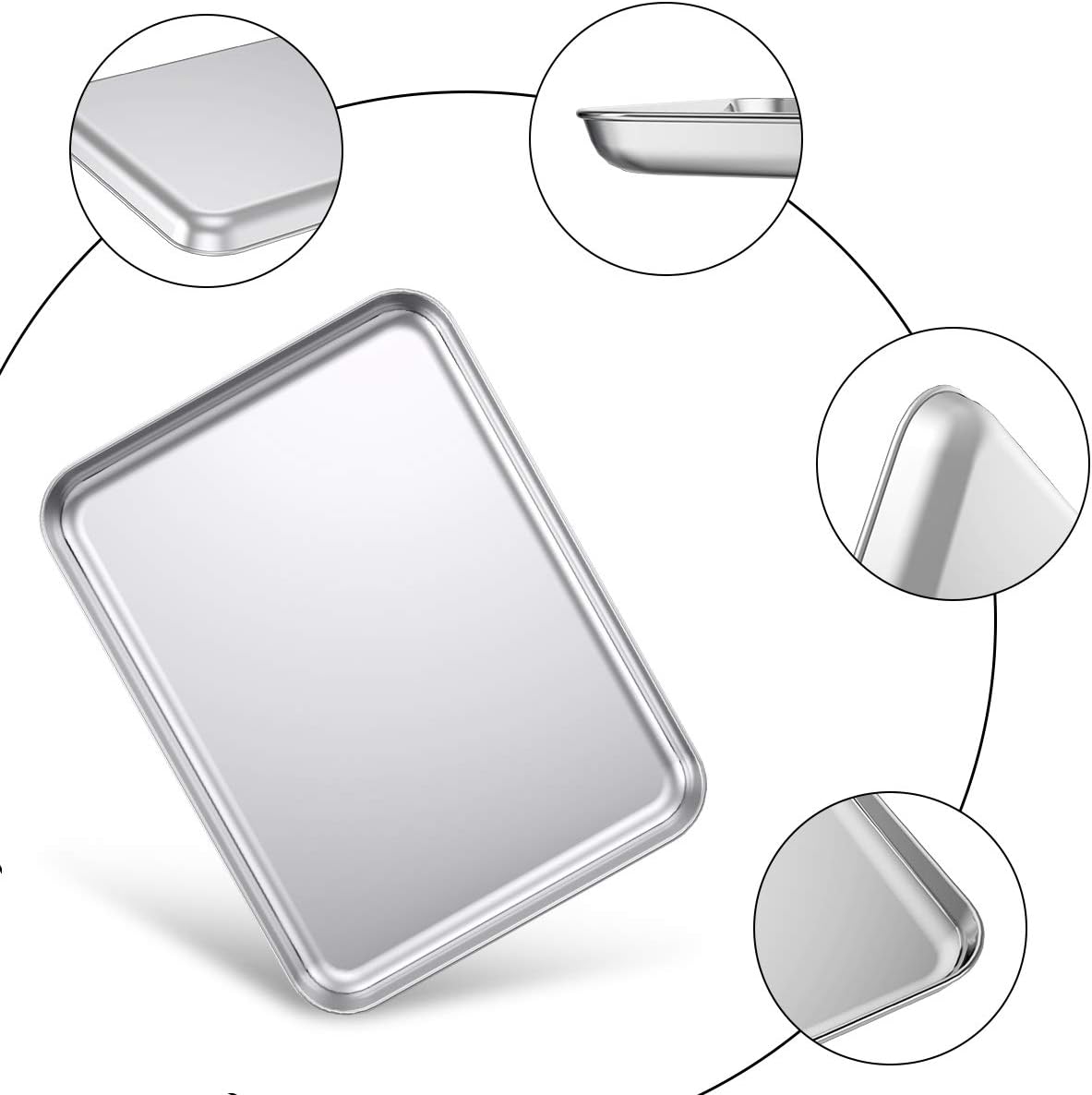 Baking Sheet Set of 2, Wildone Stainless Steel Baking Tray Cookie Pan, Size 20 x 14 x 1 Inch, Non Toxic & Heavy Duty & Easy Clean