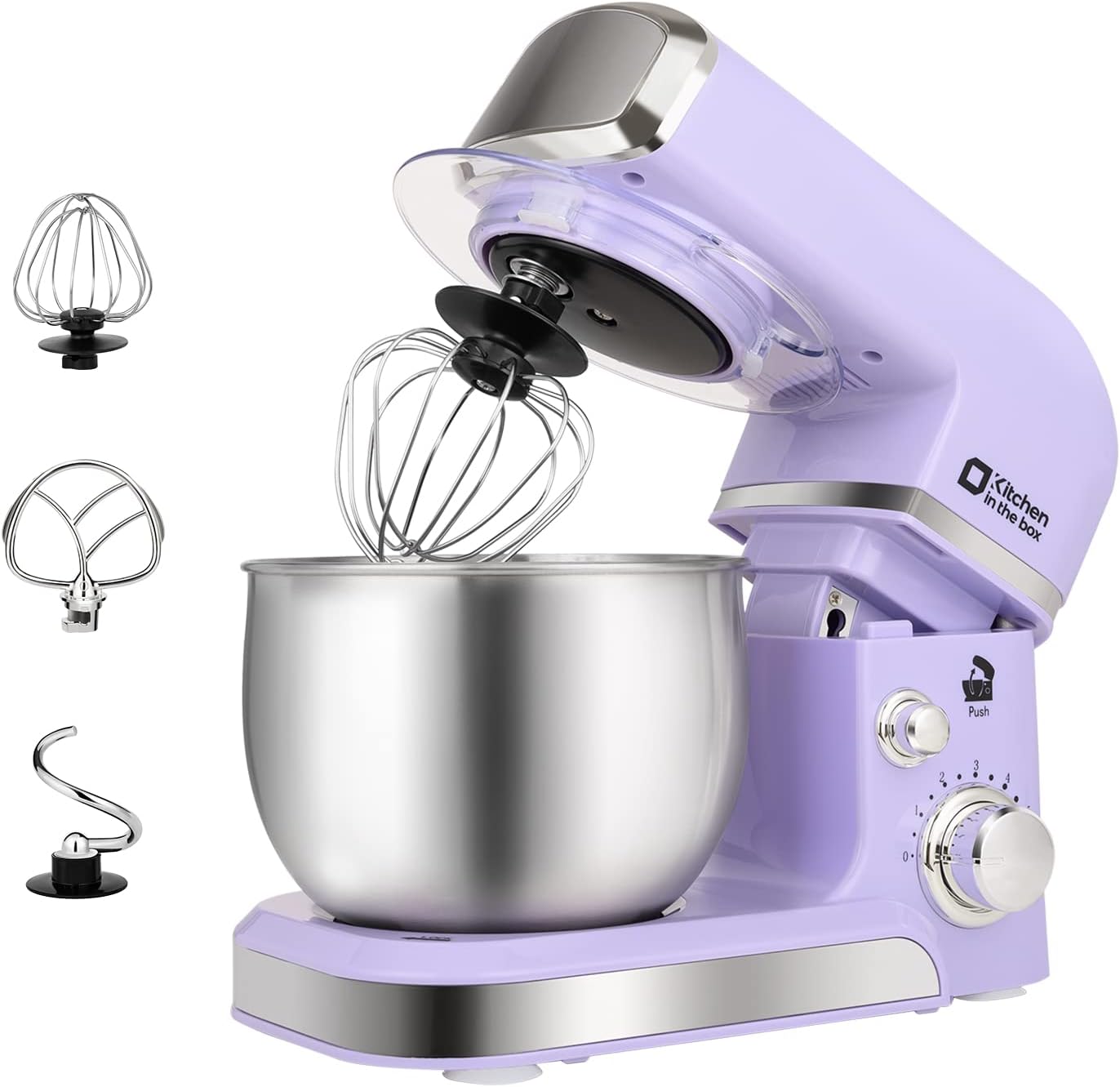 Stand Mixer, Kitchen in the box 3.2Qt Small Electric Food Mixer,6 Speeds Portable Lightweight Kitchen Mixer for Daily Use with Egg Whisk,Dough Hook,Flat Beater (Purple)