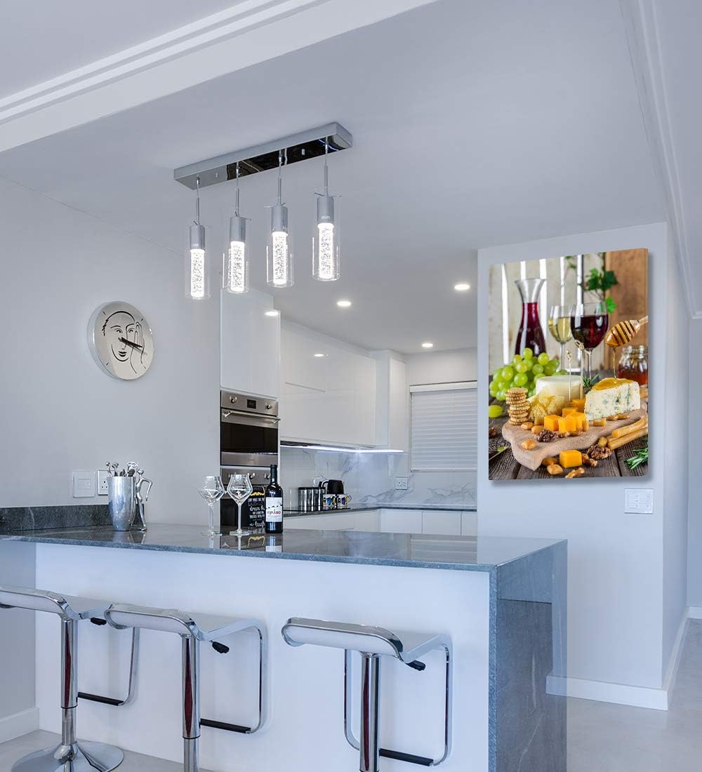 Looife Cajun Kitchen Wall Art, 16x24 inch Boho Kitchen Canvas Wall Decor - Modern Art Deco Print with Wine & Food Motif, Ready to Hang for Dining Room & Bar