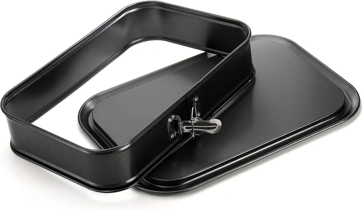 SOUJOY Springform Cake Pan, Non-stick Cheesecake Pan, 14 x 9 Inch Large Rectangle Cake Pan with Removable Bottom, Ice Cream Cake Bakeware, Black