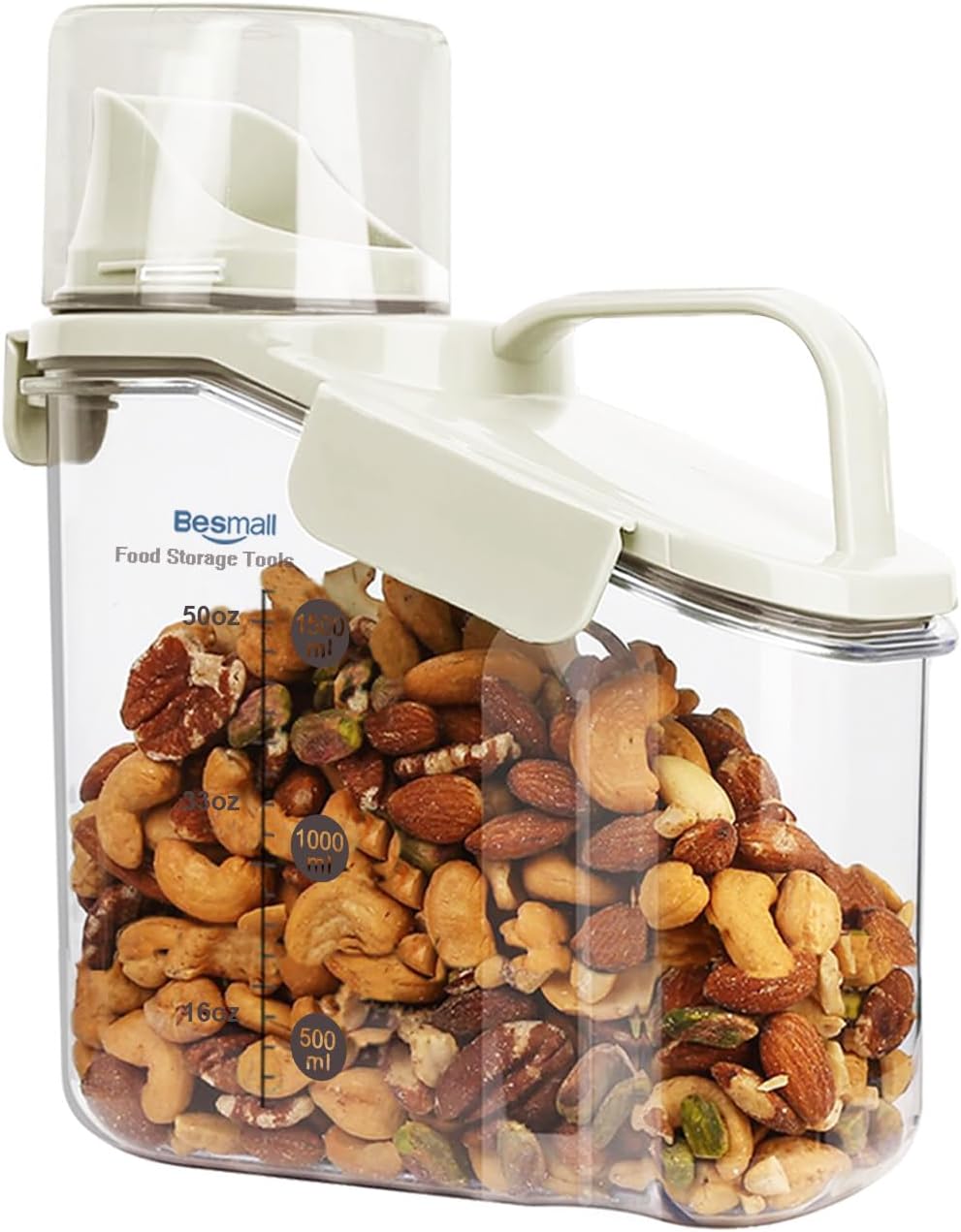 Cereal Containers Storage with Pour Spout Airtight Food Storage Containers with Lid Air Tight Cereal Dispenser Sealed Kitchen Canisters for Nuts Flour Sugar Beans Dry Food, Bpa Free 1.6L