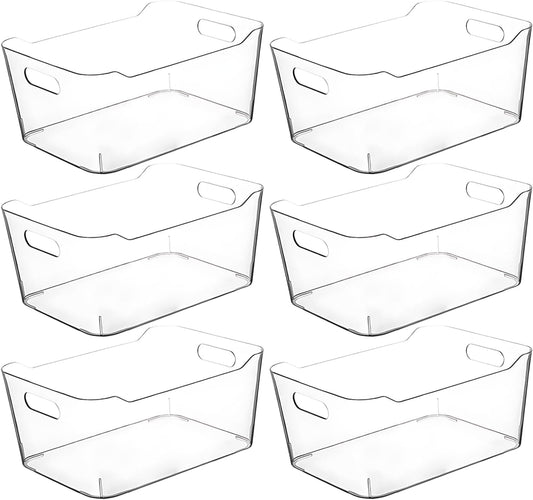 Clear Extra Large Plastic Storage Bins, Pantry Organizers and Storage Containers Fridge Organizer Bins for Organizing Home, Kitchen Organization. Bathroom, Refrigerator, Freezer, Laundry Room